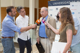 Rueda de prensa de Alfonso Guerra. Curso "Geopolítica y leyenda negra". Cursos de Verano de la Universidad de Málaga. Málaga. Julio de 2019