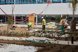Obras en el interior del nuevo Pabellón de Gobierno. Campus de Teatinos. Abril de 2021