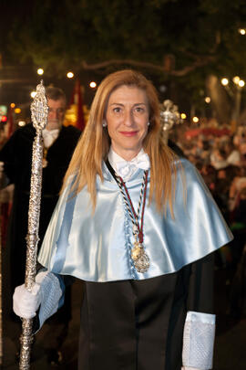 María Chantal Pérez Hernández en el desfile procesional de la Hermandad de los Estudiantes. Málaga. Abril de 2014