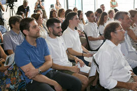 Asistentes a la presentación del I curso de verano "Mares de Andalucía". Puerto de Málaga. Julio de 2018