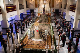Actuación de la Banda de Música de la Archicofradía del Paso y la Esperanza en su Casa Hermandad. Málaga. Marzo de 2021