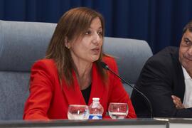 Intervención de Olga Guerrero. Debate electoral entre los candidatos a Rector de la Universidad de Málaga. Escuela Técnica Superior de Ingeniería Informática y Telecomunicaciones. Noviembre de 2023