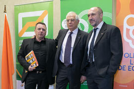 Pablo Podadera, Josep Borrell y Eugenio Luque momentos previos a la conferencia de Josep Borrell. Facultad de Ciencias Económicas y Empresariales. Febrero de 2017